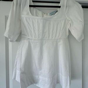 Classic Whit Peplum Blouse